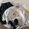Moletom com Forro de Lã Infantil Roupas de Inverno para Meninos Bordado em Toalha Pulôver Tops de Inverno para Bebês Roupas Versáteis Espessadas para Meninas