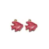 Pingente de Peixe de Desenho Animado em Aço Inoxidável Pingente Dupla Face Esmaltado DIY Colar Brincos Fofos Frescos Acessórios de Joias Venda por Atacado