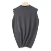 Delicado Colete de Lã Merino 100% com Gola Alta Curta para Mulheres, Peça Básica de Tricô Sem Mangas para Camada Base, Top Modelador e Ideal para Camadas