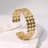 Pulsera Geométrica Simple de Estilo Frío Transfronteriza Europea y Americana Amor Flor Oro Francés Chapado Acero Inoxidable para Mujer
