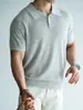 Estilo Old Money Camisa Polo de Punto Transpirable que Absorbe la Humedad de Lino y Lyocell Italiano para Hombre 2026 Manga Corta Casual Ligera para Negocios