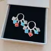 Elegância vintage! Brincos de franja em gota d'água com zircônia azul, brincos estilo corte francês, sensação de luxo leve e alta qualidade para mulheres
