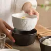 Tigelas de cerâmica estilo japonês para salada, sopas, frutas e sobremesas, tigelas de arroz para uso doméstico, tigelas de café da manhã, tigelas de aveia e tigelas esteticamente agradáveis para macarrão