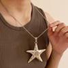 Collar con colgante de estrella de cinco puntas dulce y cool transfronterizo de Europa y Estados Unidos, personalidad retro exagerado, collar de estrella de mar para mujer al por mayor