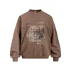 Moletom com Capuz Redondo Lavado Vintage Estampado de Retrato Masculino Solto Casual Estilo Primavera/Outono Pulôver Streetwear