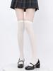 Calcetines de Terciopelo Delgado para Verano para Pantorrilla Gato Blanco Garra Antideslizante Silicona Calcetines JK Lolita Negro Medias de Micro-Presión