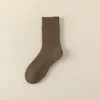 Meias grossas de terry para outono e inverno, forradas com fleece, de lã, de comprimento médio para panturrilha para mulheres, meias com sola de toalha, meias de chão que retêm calor e quentes, meias de neve de cor sólida