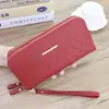 Nova Carteira Longa Feminina Tendência Bolsa Clutch Simples Grande Capacidade Zíper Duplo Embossada Bolsa para Celular de Mãe