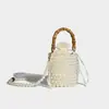 Bolsa Saco com Cordão Design Original para Mulheres 2024 Nova Bolsa com Corrente de Pérolas Bolsa Carteiro Bolsa de Bambu Bolsa de Ombro Único Transversal