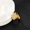 Anillo hip-hop estilo europeo y americano transfronterizo de moda con diamantes completos, anillo de cadena cubana, anillo abierto al por mayor para comercio exterior