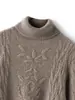 Tricô Twist Gola Alta 100% Lã Pura Feminino Outono e Inverno Tricô Trançado Retrô Slim Outer Top Quente