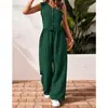 2026 Amazon Europeu e Americano Comércio Exterior Transfronteiriço Verão Casual Roupa de Trabalho Conjunto de Colete e Calça com Botões Frontais Colete de Gola V