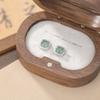 Pendientes de plata de ley S925 con diseño de ciervo, con jade azul, estilo retro, sencillos, geométricos, redondos y cuadrados, elegantes pendientes de plata con diamantes.