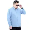 Camisa Masculina de Cor Sólida Plus Size de Manga Longa, Oversized Solta Roupa de Trabalho Formal Branca