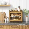 Caja de Almacenamiento de Pan de Bambú Doble Capa Estante de Almacenamiento para Botellas de Especias de Cocina Caja de Almacenamiento Transparente de Acrílico para Pasteles y Snacks