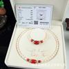Collar de Perlas de Agua Dulce Frescas en Vivo Jade A Juego de Tres Piezas para Regalo a Madre y Personas Mayores Caja de Regalo