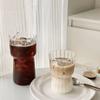 Taza de agua de vidrio con patrón vertical, ajustada a la cintura, de borosilicato transparente de una sola capa, taza de café con rayas para el hogar, taza de leche para el desayuno