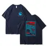 Venda Quente Transfronteiriça Primavera e Verão Novo Estilo Japonês Fresco Tendência Marca Estampada Gola Redonda Manga Curta Casal Estudante Camiseta Top Unissex