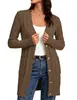 Exportação Transfronteiriça Amazon Outono e Inverno Novo Suéter Tricotado Longo Torcido Cardigan Jaqueta Feminina Cor Pura Botão Bolso