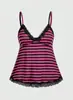 Camisole de renda falsa de duas peças de cor sólida para verão de mulheres da Amazon, peça externa fina, camada interna, regata sem costas