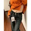 Chao Li tiene stock Jeans de Micro-bota de Doble Longitud para Mujer 2026 Otoño Nuevo Cintura Alta Elásticos Sueltos Adelgazantes de Boca de Campana