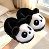 Pantuflas de algodón de invierno para niños y niñas, pantuflas de casa de panda cálidas y afelpadas para niños pequeños y bebés con talón cubierto