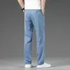 Jeans de Seda Tencel para Hombre para Primavera y Verano, Corte Holgado, Pierna Recta, Pantalones Casuales Finos de Seda Helada para Hombre