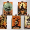 10 Tarjetas de Felicitación de Halloween Transfronterizas, Calabaza, Gato Negro, Postales de Calavera, Tarjetas de Mensaje, Tarjetas Festivas, Ilustraciones Retro