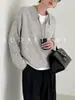 M1U Estilo Old Money Tejido de Punto tipo Polo Otoño e Invierno Lana Australiana de Manga Larga Holgado Tejido de Punto para Mujer