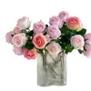 Tacto Simulador Humectante Rosa Seca Capullo de Rosa Grande Tallo Único Rosa Búlgara Flor Artificial Decoración