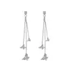 Joyería de moda coreana nuevo deseo Amazon AliExpress ebay pendientes de botón con borla de mariposa de cristal al por mayor