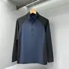Nova camiseta esportiva de meia-zíper de secagem rápida para primavera e verão para homens, com bloqueio de cor para atividades ao ar livre, manga longa, que absorve o suor, roupas para fitness