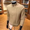 Suéter Grueso de Punto para Hombre para Otoño e Invierno, Cuello Medio con Cremallera, Tejido Grueso, Moderno, Casual, Suéter Cálido para Capa Base