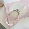 Cordão estilo coreano de menina doce com bolinhas, pulseira plissada, pulseira de pulso, cordão com fivela dupla, corrente curta para capa de celular