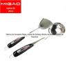 Fabricante Atacado Espátula de Cozinha com Cabo Preto com Gancho Espátula de Aço Inoxidável Espátula de Aço Inoxidável Espessada Colher de Fritura Colher de Sopa