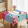 Mantel Cuadrado de Dibujos Animados Impermeable y a Prueba de Aceite Sin Lavar Cubierta Cuadrada para Mesa de Comedor Mesa de Café con Sentido de Atmósfera Mantel de Mesa de Comedor de PVC Resistente al Calor