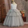 Nuevo Vestido de Pastelería para Niñas de Comercio Exterior, Vestido de Boda de Tul Multicapa Bordado con Lentejuelas para Niños, Atuendo de Presentación para Pequeñas Anfitrionas
