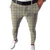 Pantalones Casuales para Hombre para Todas las Estaciones, Tiro Medio, Pantalones Rectos Ajustados Estampados a Cuadros en 3D
