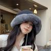 Gorro de invierno para mujer, nuevo gorro de pescador cálido de felpa, estilo coreano, con protección para las orejas, estilo jersey Lei Feng, para estudiantes, para viajes y lavabos.