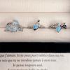 Anillo Abierto Forma de Pez Esmalte Azul Marino Corazón Moda Gama Alta Elegante Exquisito Estilo Bosque Anillo Versátil Elegante para Mujer