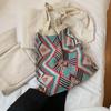 Bolsa Feminina Retrô de Lã Tecida para Outono e Inverno, Azul Royal Versátil Feita à Mão, Bolsa Tote de Grande Capacidade, Sudeste Asiático