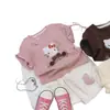 Camiseta de Manga Corta de Algodón Puro Estilo Padre-Hijo Dibujos Animados Lindos 3D para Niñas de Verano