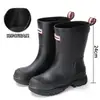 Botas de Lluvia de Media Pantorrilla para Mujer, Modernas para Días Lluviosos, Zapatos de Agua para Adultos, Suela Gruesa, Antideslizantes, Resistentes al Desgaste, Zapatos de Goma, Botas de Lluvia para Senderismo en la Selva