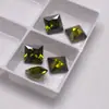Zircônio Quadrado Verde Oliva Pedra Solta Corte Princesa Brincos de Anel Verdes com Pedras Joias Diamante Quadrado DIY