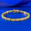 Mu Jing Joyería Transmisión en Vivo Nuevo Plata S925 Chapado en Oro Lujo Incrustado 4*6mm Huevo de Paloma Diamante Completo Diamante Amarillo Ovalado Pulsera para Mujeres
