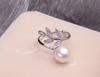 Anillo de plata S925 transfronterizo para mujer, con personalidad, apertura de hoja simple, ajustable, perla de agua dulce, joyería artesanal.