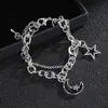 Pulsera de Moda Estilo Coreano para Mujer Estilo Frío Doble Capa Apilada Estrella Luna Hip-Hop Pulsera de Moda Pulsera Distintiva Versátil