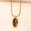 Colgante Individual Joyería Transfronteriza de Acero de Titanio Piedra de Ojo de Tigre Geométrica Acero Inoxidable Collar Lujo Ligero Vintage Accesorios DIY Fábrica
