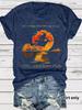 En stock Camiseta de mujer con cuello redondo y estampado de atardecer de moda europea y americana en stock Amazon en stock Manga corta suelta Comercio exterior
