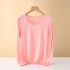 Roupas de outono modal camisa de manga comprida feminina outono e inverno roupa interior fina blusa de manga comprida justa gola redonda roupa íntima térmica